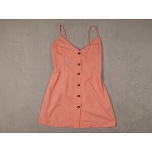 Ealey Fushi Womens Pink Dress Solid Cotton Sleeveless Buttons Tie Back Size M